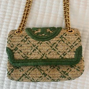 Tory Burch Fleming Straw Shoulder Bag